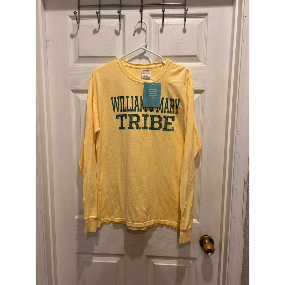 ComfortWash William & Mary Tribe Long Sleeve Shirt Yellow Medium NWT Collegiate